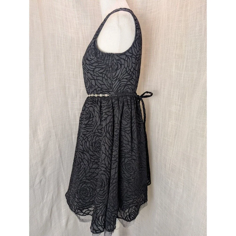 Rare Editions Girls Dress Floral Size 16 Floral Jeweled Black